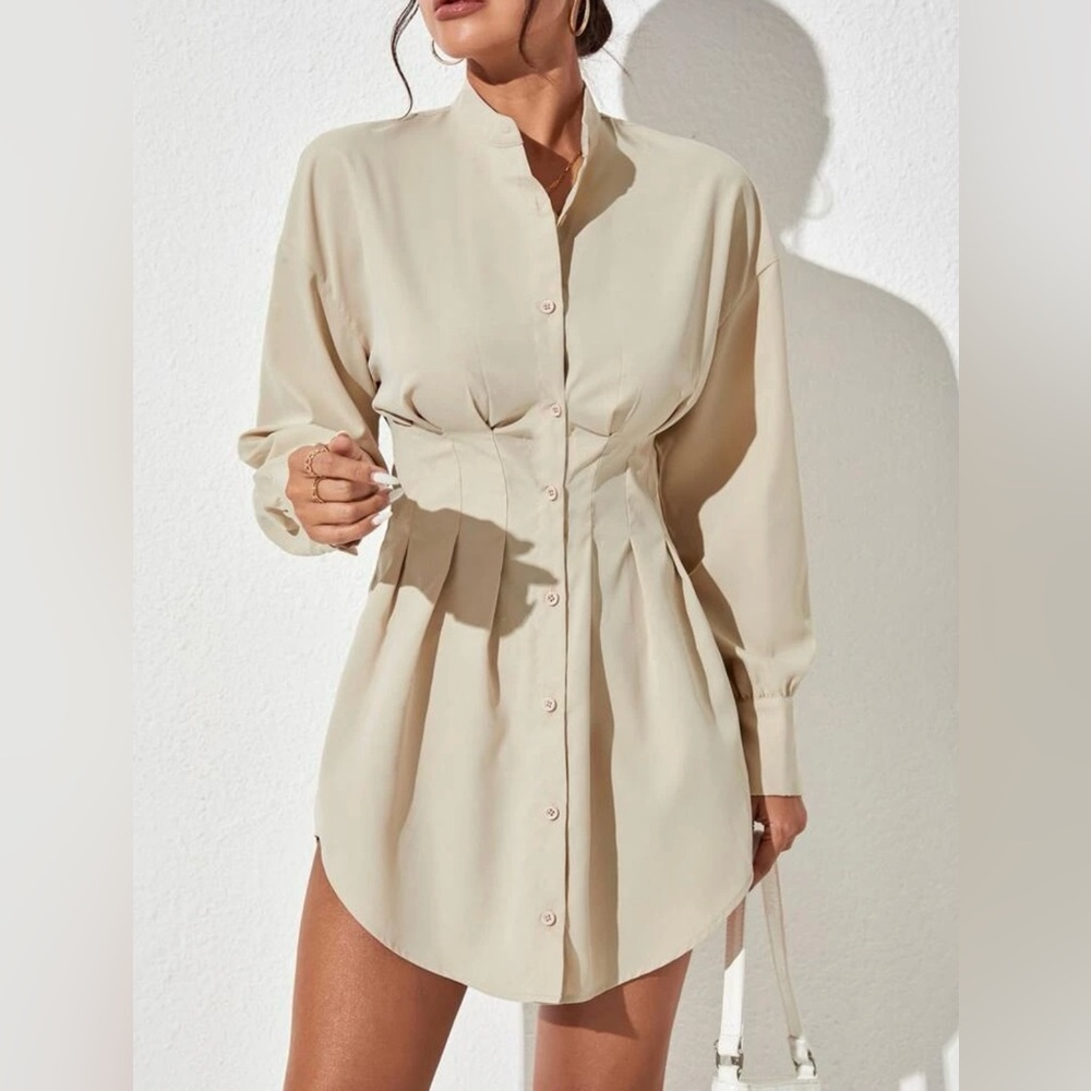 Petite Pleated Shirt Dress 
Size Small
Never Worn